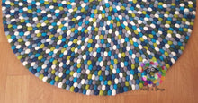 Load image into Gallery viewer, Felt Ball Rug 90 cm - 250 cm Blue Tone. Pom Pom Children Room Carpet (Free Shipping)
