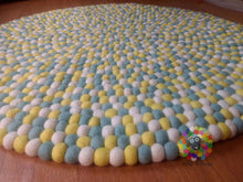 Load image into Gallery viewer, Felt Ball Rugs /Yellow Mint and White Nursery Rug (Free Shipping)