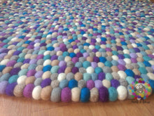 Load image into Gallery viewer, Felt Ball Rugs / Blue and Purple Delight pom pom Wool Carpet (Free Shipping)