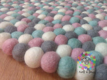 Load image into Gallery viewer, Felt Ball Rugs /Baby Pink, Blue grey and White pom pom Wool Carpet (Free Shipping)