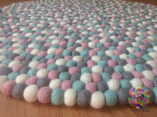 Load image into Gallery viewer, Felt Ball Rugs /Baby Pink, Blue grey and White pom pom Wool Carpet (Free Shipping)