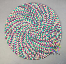 Load image into Gallery viewer, Round Felt Ball Rug. Nursery pom pom wool Rug . 100 % wool Handmade Nepal Rug (Free Shipping)
