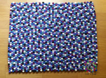 Load image into Gallery viewer, Rectangle Felt Ball Rug. Nursery Rug Home Decor.  100 % Wool Carpet (Free Shipping)

