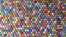 Load image into Gallery viewer, Rectangle Felt Ball Rug. Multicolored Rug, Pom pom Pebble Rug. 100 % Wool Carpet (Free Shipping)