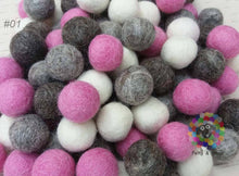 Load image into Gallery viewer, 2 cm Felt Balls. Wool Pom pom Nursery Decoration 100 % Wool - DIY Craft