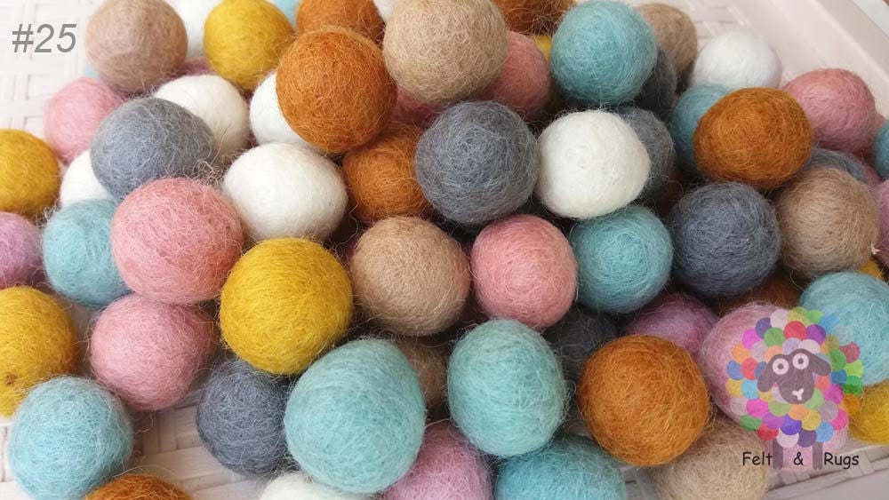 2 cm Felt Balls. Craft Supplies Nursery Garland Decoration 100 % Wool - DIY Craft