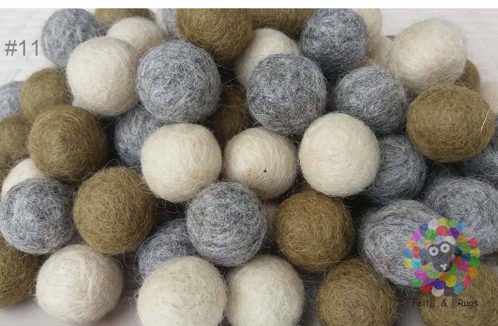 2 cm Felt Balls. Wool Pom pom Nursery Garland Decoration. 100