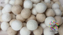 Load image into Gallery viewer, 2 cm Felt Balls. Wool Pom pom Nursery Garland Decoration. White / Offwhite. 100 % Wool - DIY Craft
