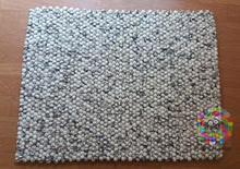 Load image into Gallery viewer, Rectangle Felt Ball Rug. Stone Designer Rug . 100 % Wool Carpet (Free Shipping)