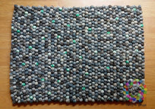Load image into Gallery viewer, Rectangle Felt Ball Rug. 60 cm x 80 cm Stone Designer Rug . 100 % Wool Carpet
