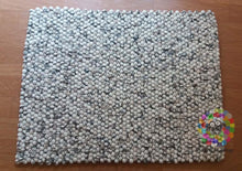 Load image into Gallery viewer, Rectangle Felt Ball Rug. Stone Designer Rug . 100 % Wool Carpet (Free Shipment)