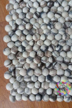 Load image into Gallery viewer, Rectangle Felt Ball Rug.  Stone Designer Rug . 100 % Wool Carpet (Free Shipment)
