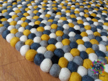 Load image into Gallery viewer, Felt Ball Rugs /Yellow Grey and White with Black Spot Nursery Rug (Free Shipping)