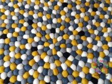 Load image into Gallery viewer, Felt Ball Rugs /Yellow Grey and White with Black Spot Nursery Rug (Free Shipping)