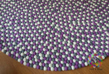 Load image into Gallery viewer, Felt Ball Rugs /White Grey and Lavender Nursery Rug (Free Shipping)