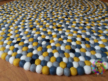 Load image into Gallery viewer, Felt Ball Rugs /Yellow Grey and White with Black Spot Nursery Rug (Free Shipping)