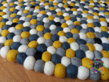 Load image into Gallery viewer, Felt Ball Rugs /Yellow Grey and White with Black Spot Nursery Rug (Free Shipping)