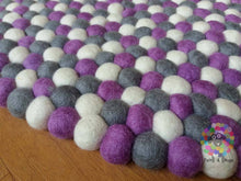 Load image into Gallery viewer, Felt Ball Rugs /White Grey and Lavender Nursery Rug (Free Shipping)