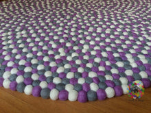 Load image into Gallery viewer, Felt Ball Rugs /White Grey and Lavender Nursery Rug (Free Shipping)