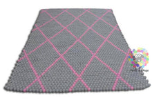 Load image into Gallery viewer, Rectangle Felt Ball Rugs / Diamond Pattern. Double Gray  100 % Wool Carpet (Free Shipping)
