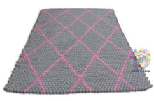 Load image into Gallery viewer, Rectangle Felt Ball Rugs / Diamond Pattern. Double Gray  100 % Wool Carpet (Free Shipping)