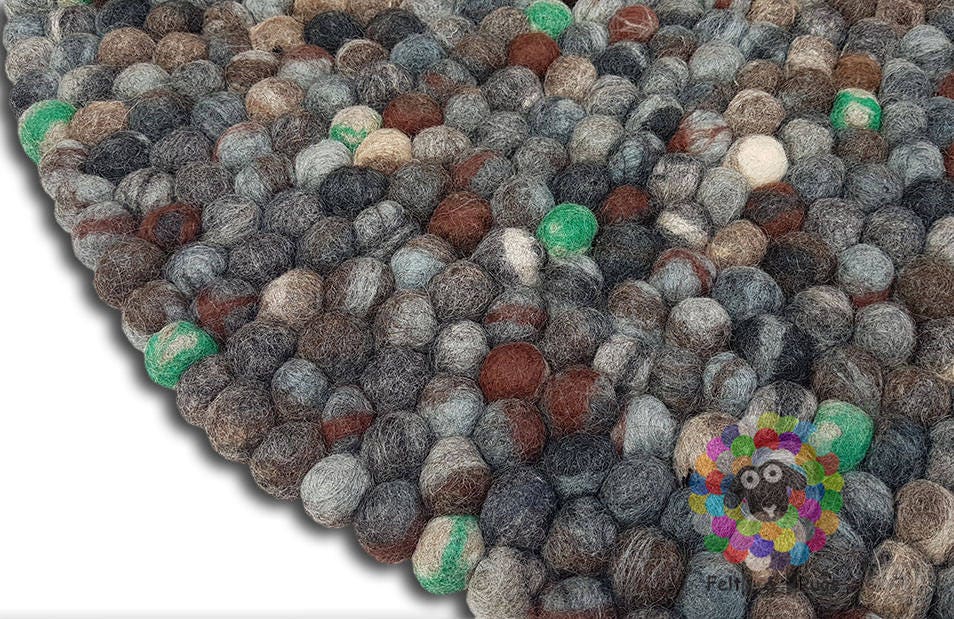 Stone Felt Ball Rug 90 cm - 250 cm. 100 % Wool Handmade Nepal Rug (Free Shipping)