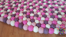 Load image into Gallery viewer, Felt Ball Rugs 20 cm - 250 cm Shades of Pink and White (Free Shipping)