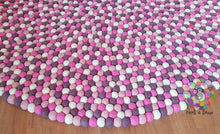 Load image into Gallery viewer, Felt Ball Rugs 20 cm - 250 cm Shades of Pink and White (Free Shipping)