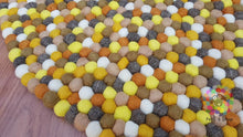 Load image into Gallery viewer, Felt Ball Rugs 20 cm - 250 cm Shades of Yellow , Grey and White Nursery Rug (Free Shipping)