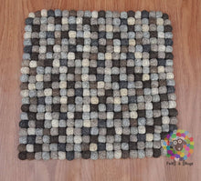 Load image into Gallery viewer, Square Felt Ball Chair Mat Set of 4 pcs. Size 40 cm x 40 cm. 100 % Wool . Handmade in Nepal
