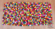 Load image into Gallery viewer, Multicolor Square Felt Ball Chair Mat Set of 4 pcs. Size 40 cm x 40 cm. 100 % Wool . Handmade in Nepal