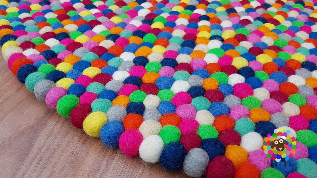 Felt Ball Rugs 20 cm - 250 cm Bright Multicolored Rug (Free Shipping)
