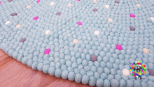 Load image into Gallery viewer, Felt Ball Rugs / Light Blue with bright spots Rug / Nursery Rug / Girl room carpet (Free Shipping)