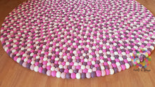 Load image into Gallery viewer, Felt Ball Rugs 20 cm - 250 cm Shades of Pink and White (Free Shipping)