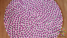 Load image into Gallery viewer, Felt Ball Rugs 20 cm - 250 cm Shades of Pink and White (Free Shipping)