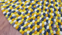 Load image into Gallery viewer, Felt Ball Rugs 20 cm - 250 cm Shades of Yellow , Gray and White (Free Shipping)