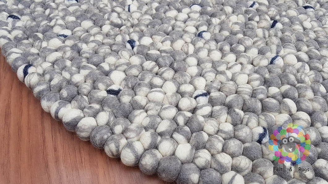 Felt Ball Rugs 20 cm - 250 cm Shades of Grey and White (Free Shipping)