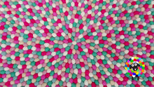 Load image into Gallery viewer, Felt Ball Rugs , Girl room rug 20 cm - 250 cm Shades of Pink, Mint Green and white (Free Shipping)