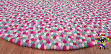 Load image into Gallery viewer, Felt Ball Rugs , Girl room rug 20 cm - 250 cm Shades of Pink, Mint Green and white (Free Shipping)