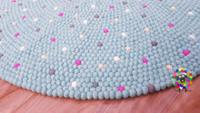 Load image into Gallery viewer, Felt Ball Rugs / Light Blue with bright spots Rug / Nursery Rug / Girl room carpet (Free Shipping)