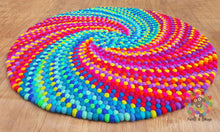 Load image into Gallery viewer, Felt Ball Rugs 90 cm - 250 cm Spiral Rug 100 % Wool Imported from New Zealand. Handmade in Nepal (Free Shipping)