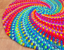 Load image into Gallery viewer, Felt Ball Rugs 90 cm - 250 cm Spiral Rug 100 % Wool Imported from New Zealand. Handmade in Nepal (Free Shipping)