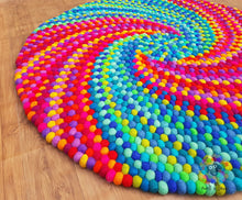 Load image into Gallery viewer, Felt Ball Rugs 90 cm - 250 cm Spiral Rug 100 % Wool Imported from New Zealand. Handmade in Nepal (Free Shipping)