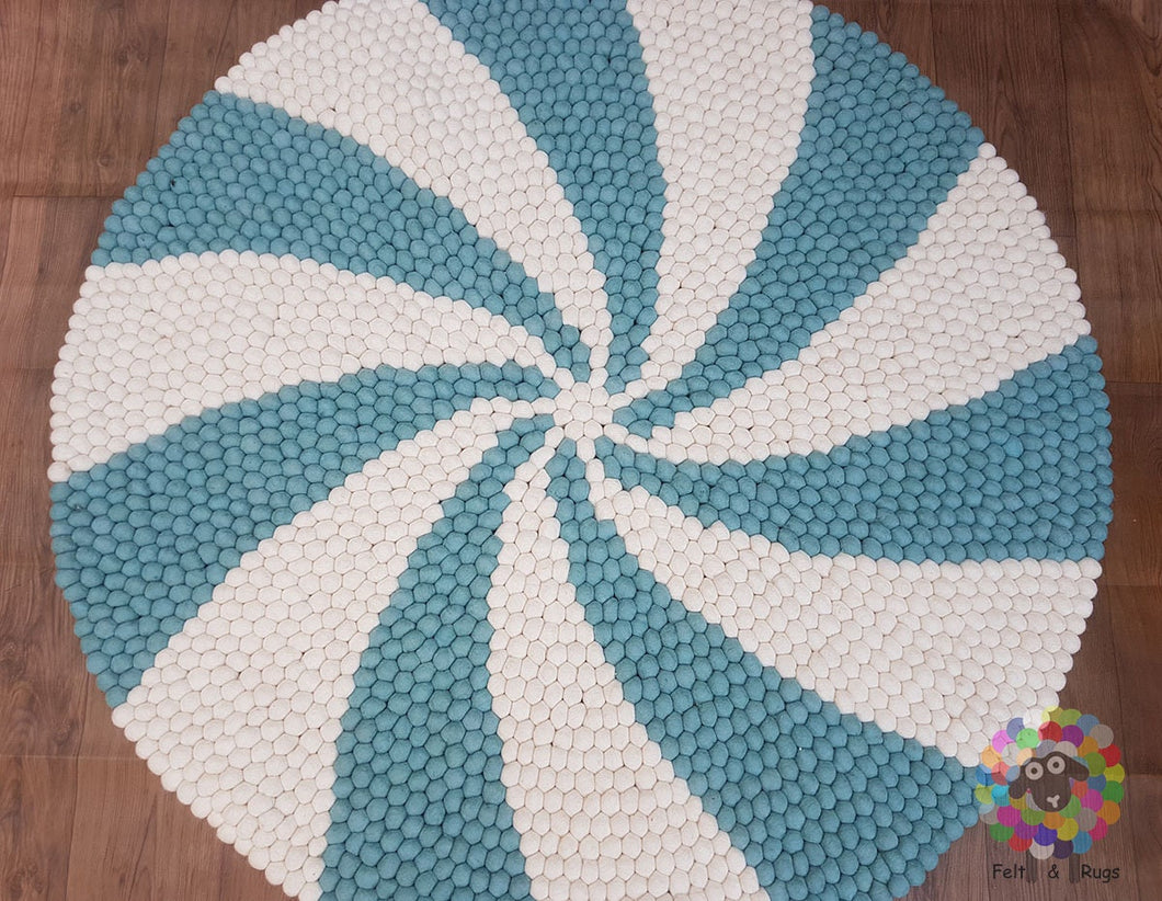 Felt Ball Rugs 90 cm - 250 cm Spiral Rug 100 % Wool Imported from New Zealand. Handmade in Nepal (Free Shipping)