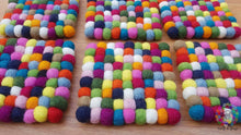 Load image into Gallery viewer, Square Felt Ball Coasters, Set of 6 coasters , Multicolor coasters, Rainbow Coasters, Housewarming Gift , New Home Gift. 100 % Wool