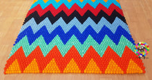 Load image into Gallery viewer, Rectangle Felt Ball Rugs / Rainbow Zig zag , Place mat Carpet. 100 % Wool Carpet (Free Shipping)