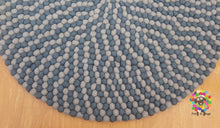 Load image into Gallery viewer, Round Felt Ball Rugs. Double Grey / Play Mat / Nursery Rug / Children Rug . 100 % wool Handmade Nepal Rug (Free Shipping)