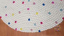 Load image into Gallery viewer, Felt Ball Rugs / White Rug with bright spot / Nursery Rug / Girl room carpet (Free Shipping)