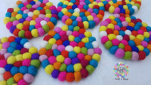 Load image into Gallery viewer, Felt Ball Coasters, Set of 6 coasters , Multicolor coasters, Rainbow Coasters, Housewarming Gift , New Home Gift. 100 % Wool
