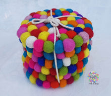 Load image into Gallery viewer, Felt Ball Coasters, Set of 6 coasters , Multicolor coasters, Rainbow Coasters, Housewarming Gift , New Home Gift. 100 % Wool